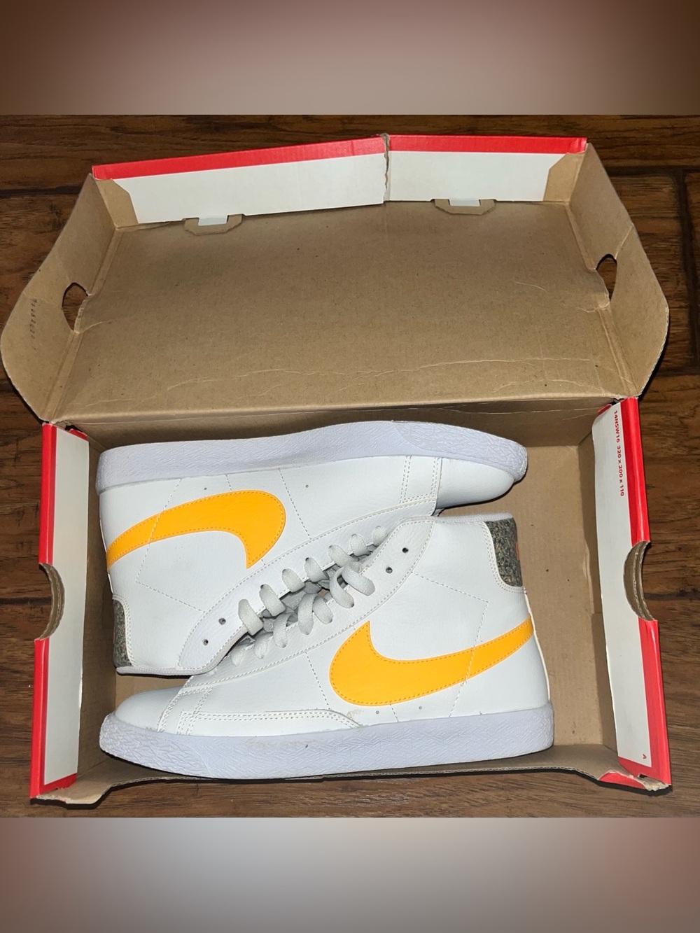 Size 7Y White/Laser Orange Hightop Nike Sneakers